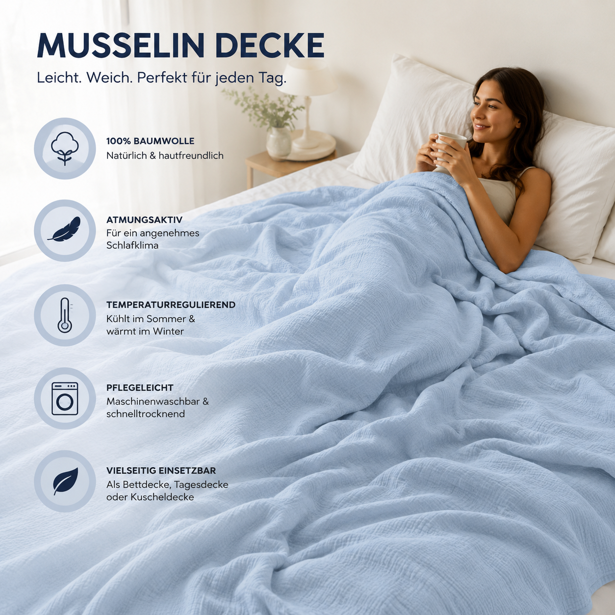 Kuscheldecke Musselin für jede Jahreszeit