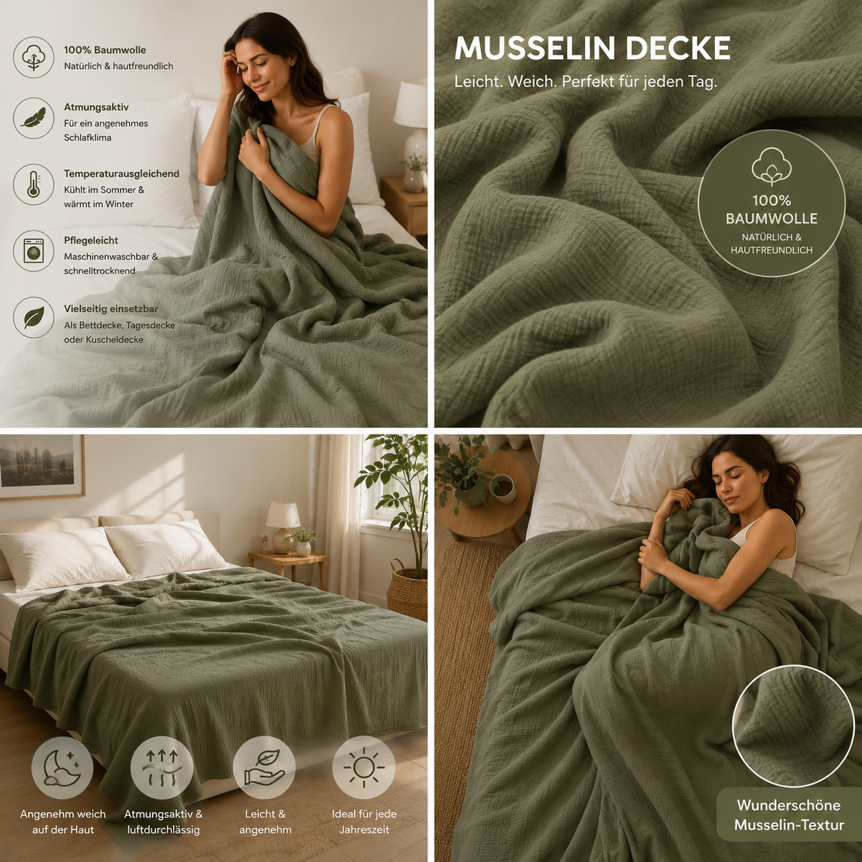 Kuscheldecke Musselin für jede Jahreszeit