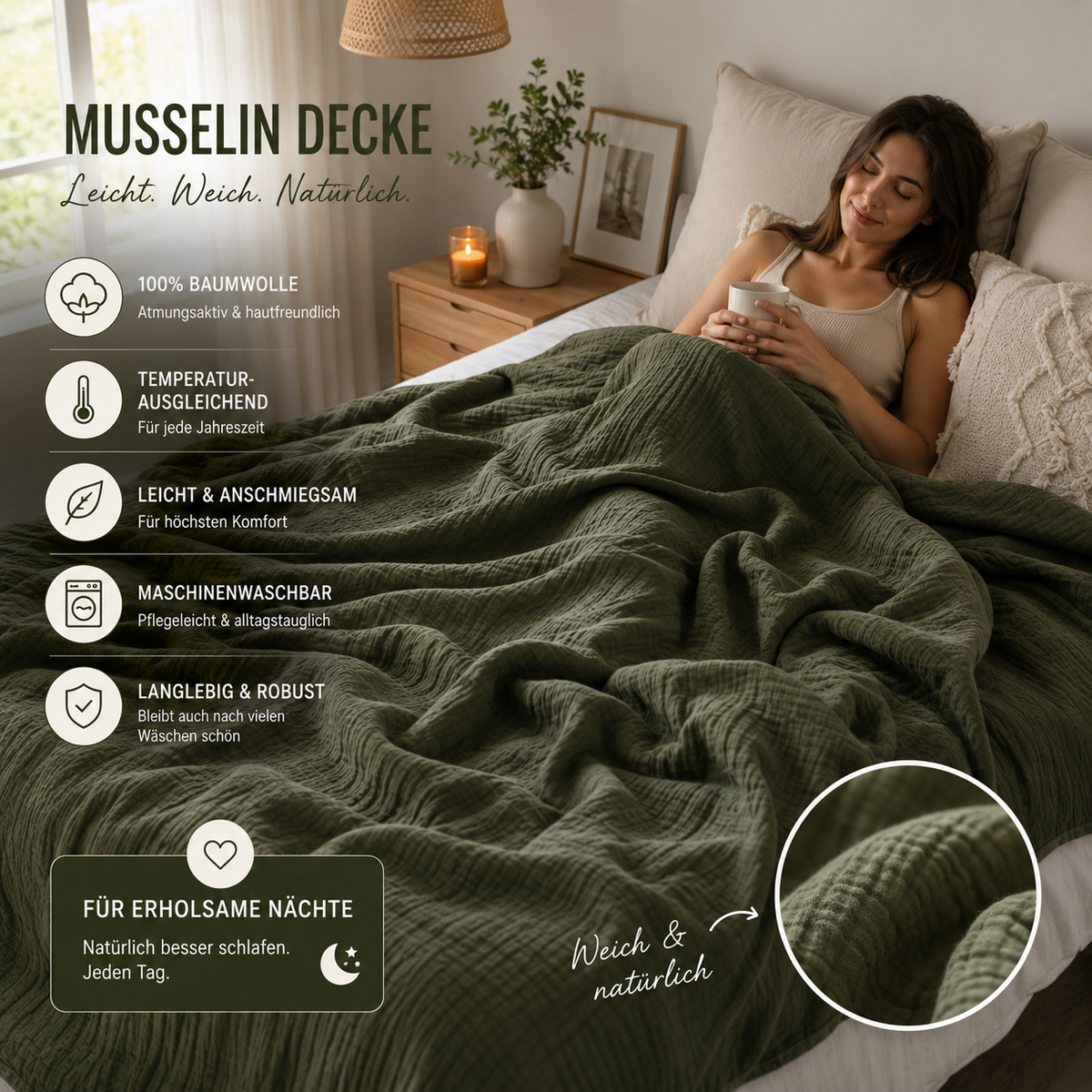 Kuscheldecke Musselin für jede Jahreszeit