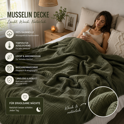 Kuscheldecke Musselin für jede Jahreszeit